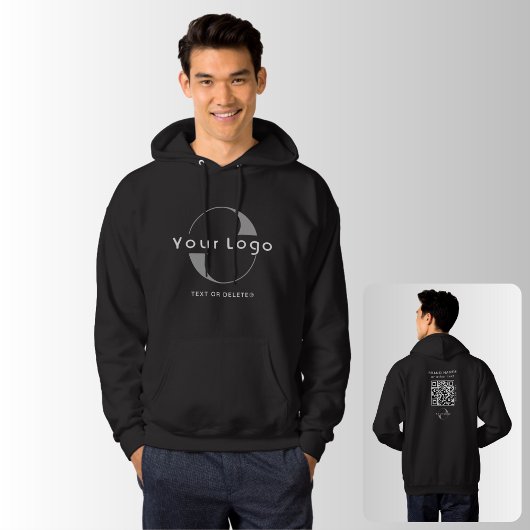 Black Business Logo QR Code Company Markenbezeichn Hoodie