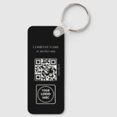 Black Business Logo QR Code Horizontal Keychains Schlüsselanhänger (Rückseite)