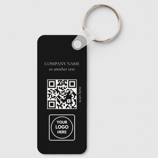 Black Business Logo QR Code Horizontal Keychains Schlüsselanhänger (Rückseite)