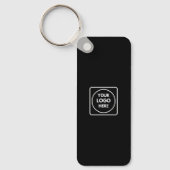 Black Business Logo QR Code Horizontal Keychains Schlüsselanhänger (Vorderseite)