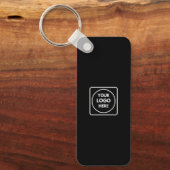 Black Business Logo QR Code Horizontal Keychains Schlüsselanhänger (Vorderseite)