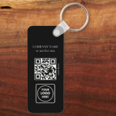 Black Business Logo QR Code Horizontal Keychains Schlüsselanhänger (Rückseite)