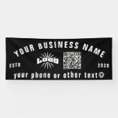Black Business Logo Qr Code Outdoor 10' langer Vin Banner (Horizontal)