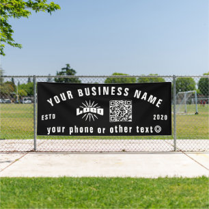 Black Business Logo Qr Code Outdoor 10' langer Vin Banner