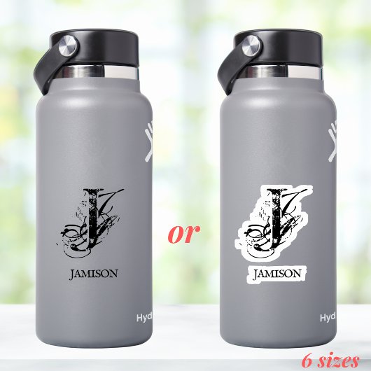 Black Business Monogram Logo Name Wasser Flasche Aufkleber