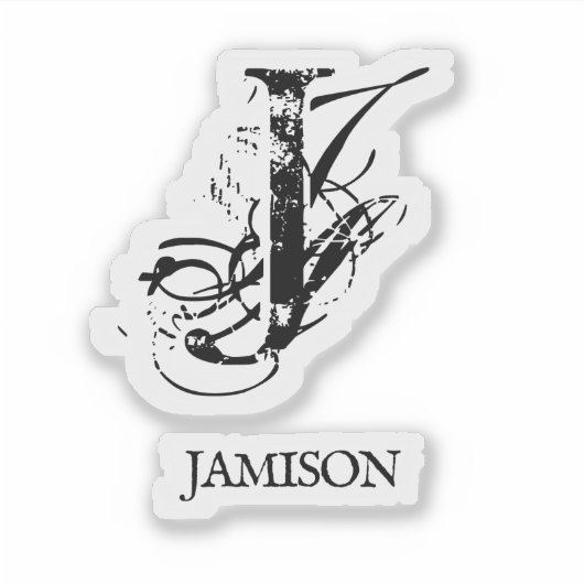 Black Business Monogram Logo Name Wasser Flasche Aufkleber (Vorderseite)