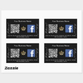 Black Business Name Gold Krone qr Code Facebook Rechteckiger Aufkleber (Blatt)