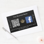 Black Business Name Gold Krone qr Code Facebook Rechteckiger Aufkleber (Umschlag)