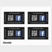 Black Business Name qr Code Facebook Rechteckiger Aufkleber (Blatt)