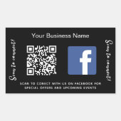 Black Business Name qr Code Facebook Rechteckiger Aufkleber (Vorderseite)
