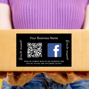 Black Business Name qr Code Facebook Rechteckiger Aufkleber