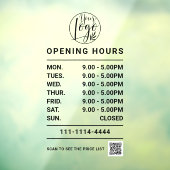 Black Business Opening Stunden Logo und qr Code Fensteraufkleber (Blatt 3)