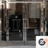 Black Business Opening Stunden Logo und qr Code Fensteraufkleber (Büro Tür)