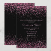 Black Business Party laden rosa Glitzer ein Einladung (Vorne/Hinten)