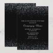 Black Business Party lädt Silver Glitzer ein Einladung (Vorne/Hinten)