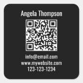Black Business QR Code Custom Quadratischer Aufkleber (Vorderseite)