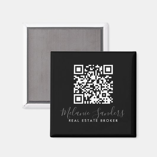 BLACK Business REAL ESTATE Magnet with QR CODE (Vorderseite/Rückseite)