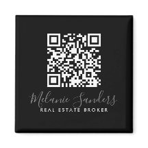 BLACK Business REAL ESTATE Magnet with QR CODE 