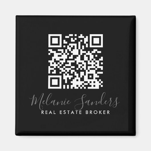 BLACK Business REAL ESTATE Magnet with QR CODE  (Vorne)