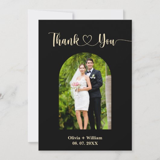 Black & Butter Gelbes Foto Hochzeit Danke Karte (Vorderseite)
