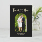 Black & Butter Gelbes Foto Hochzeit Danke Karte (Stehend Vorderseite)