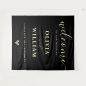 Black Butter Yellow Wedding Welcome Sign Backdrop Wandteppich (Vorderseite (Horizontal))