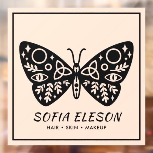 Black Butterfly & Blush Pink Schönheitssalon Busin Fensteraufkleber (Blatt 2)