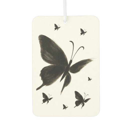 Black Butterfly – Elegant Winged Design on Autolufterfrischer (Vorderseite)