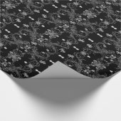 Black Butterfly Floral Damask Gotische Kunst druck Geschenkpapier (Ecke)