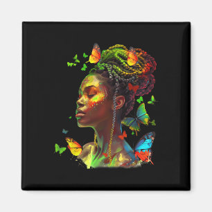 Black Butterfly Hair Black Natural Afro Girl Junet Magnet