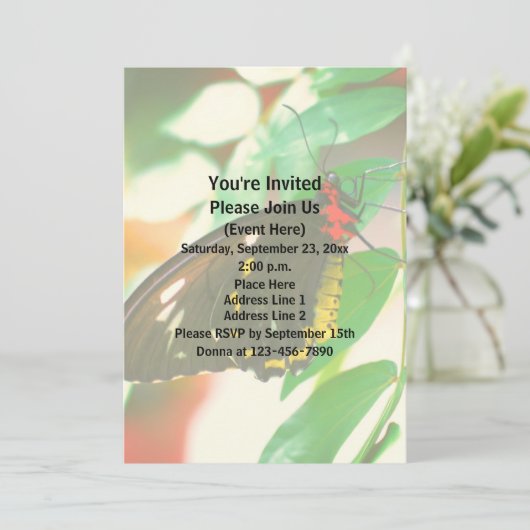 Black Butterfly Nature Einladung (Stehend Vorderseite)