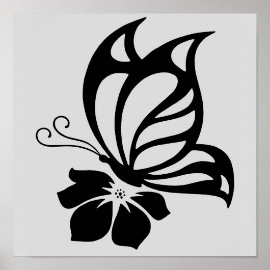 Black Butterfly on a Flower Poster Paper (Vorne)