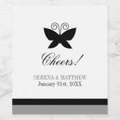 Black Butterfly Wedding Cheers Weinetikett (Einzelnes Label)
