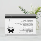 Black Butterfly Wedding Einladung (Stehend Vorderseite)