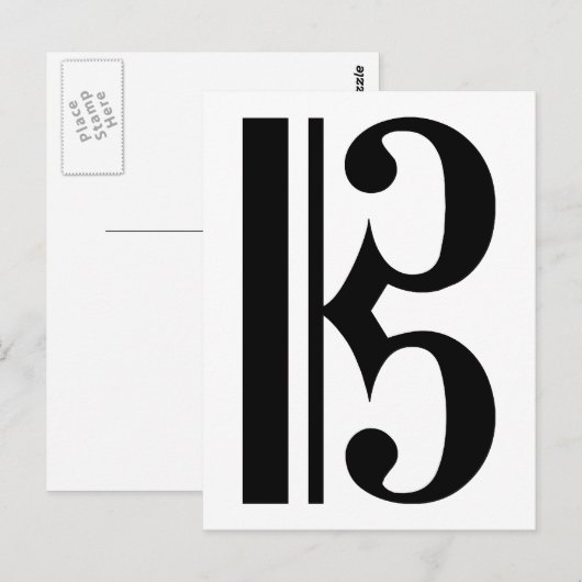 Black C Clef Postkarte (Vorne/Hinten)