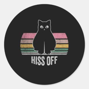 Black Ca Hiss Off Meow Cat Runder Aufkleber