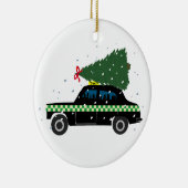 Black Cab Taxi Weihnachtsbaum Zeichnend Schnee Keramik Ornament (Rechts)
