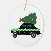 Black Cab Taxi Weihnachtsbaum Zeichnend Schnee Keramik Ornament (Links)