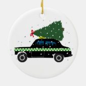 Black Cab Taxi Weihnachtsbaum Zeichnend Schnee Keramik Ornament (Hinten)