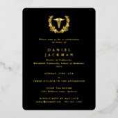 Black Caduceus + Laurel Medical School Abschluss Folieneinladung (Vorderseite)