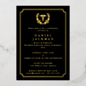 Black Caduceus + Laurel Medical School Abschluss Folieneinladung (Vorderseite)