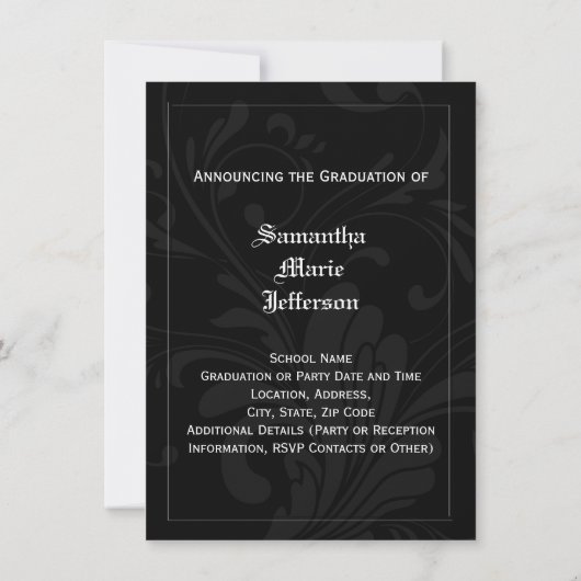 Black Caduceus Medical oder Nursing Foto Abschluss Einladung (Rückseite)