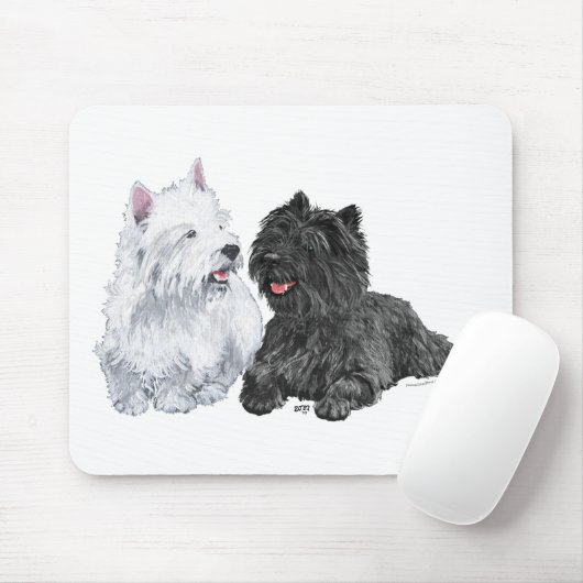 Black Cairn und West Highland Terriers Mousepad (Mit Mouse)