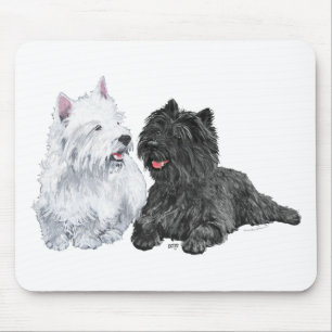 Black Cairn und West Highland Terriers Mousepad