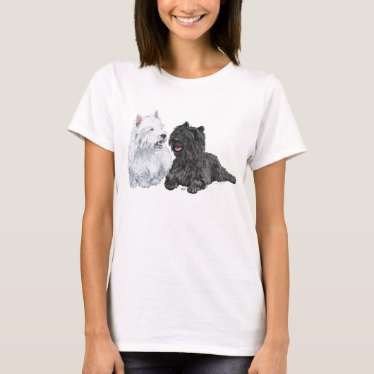 Black Cairn und West Highland Terriers T-Shirt (Vorderseite)