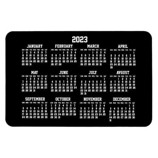 Black Calendar 2023 Große flexible Magnete (Horizontal)