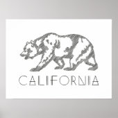 Black California Grizzly Bear Typography Art Print Poster (Vorne)