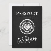 Black California Passport Wedding Einladung (Rückseite)