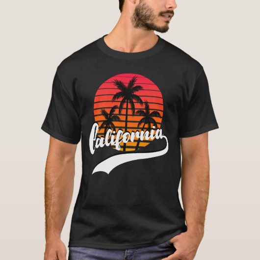 Black California Summer Retro Sunset Men's T - Shi T-Shirt (Vorderseite)