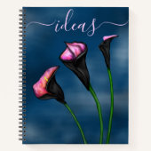 Black Calla Lilies Pink Center Notizblock (Vorderseite)